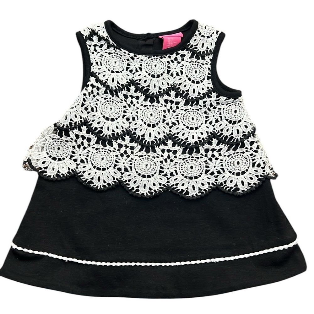 Isaac Mizrahi Girls Black White Lace Overlay Dress Size 2T. Simply Beautiful!